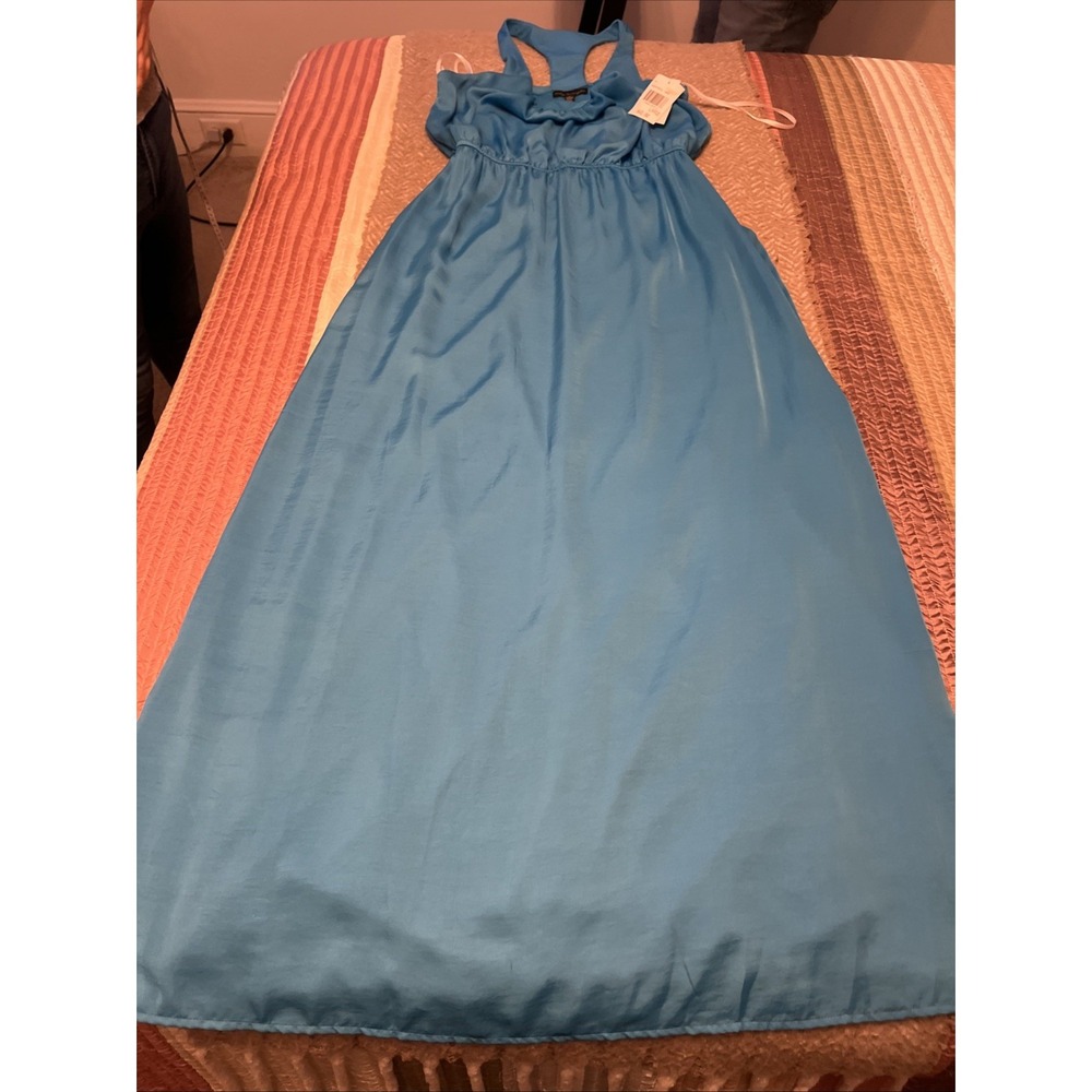 City Studio Womens Blue Satin Formal Evening Maxi Dress Size Large NWT